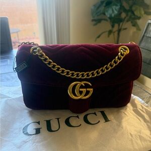 Burgundy Velvet Shoulder Bag